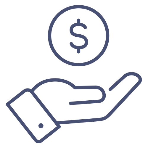 insurance icon - a hand holding a $ sign