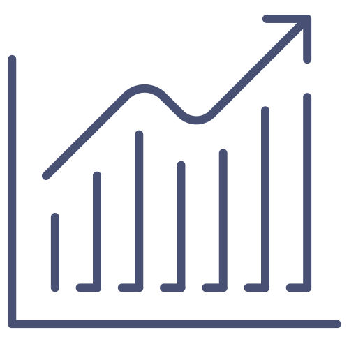 invest icon - a bar chart showing growth